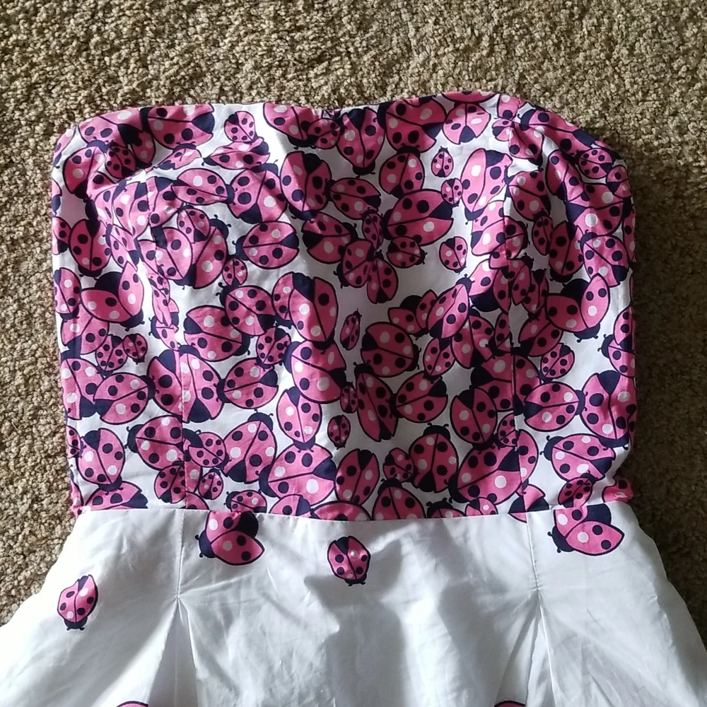 Lilly Pulitzer Felicity Resort White Ladybug Garden Strapless Dress SIZE 8 - Picture 2 of 7